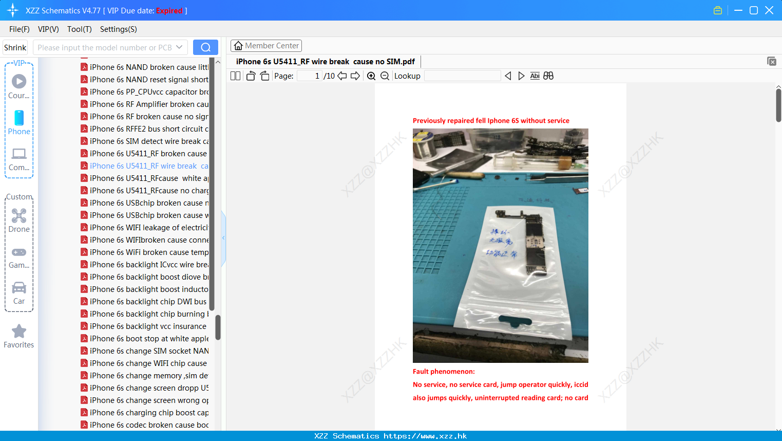 IPhone 6s U5411_RF Wire Break Cause No SIM